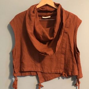 Bryn Walker Rust linen cowl neck top